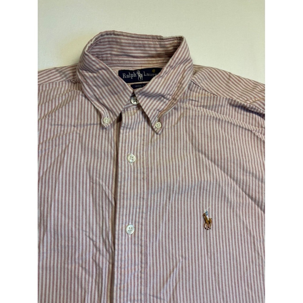 Polo Ralph Lauren Mens Striped Button Down Oxford Shirt 15 32 Red White XL